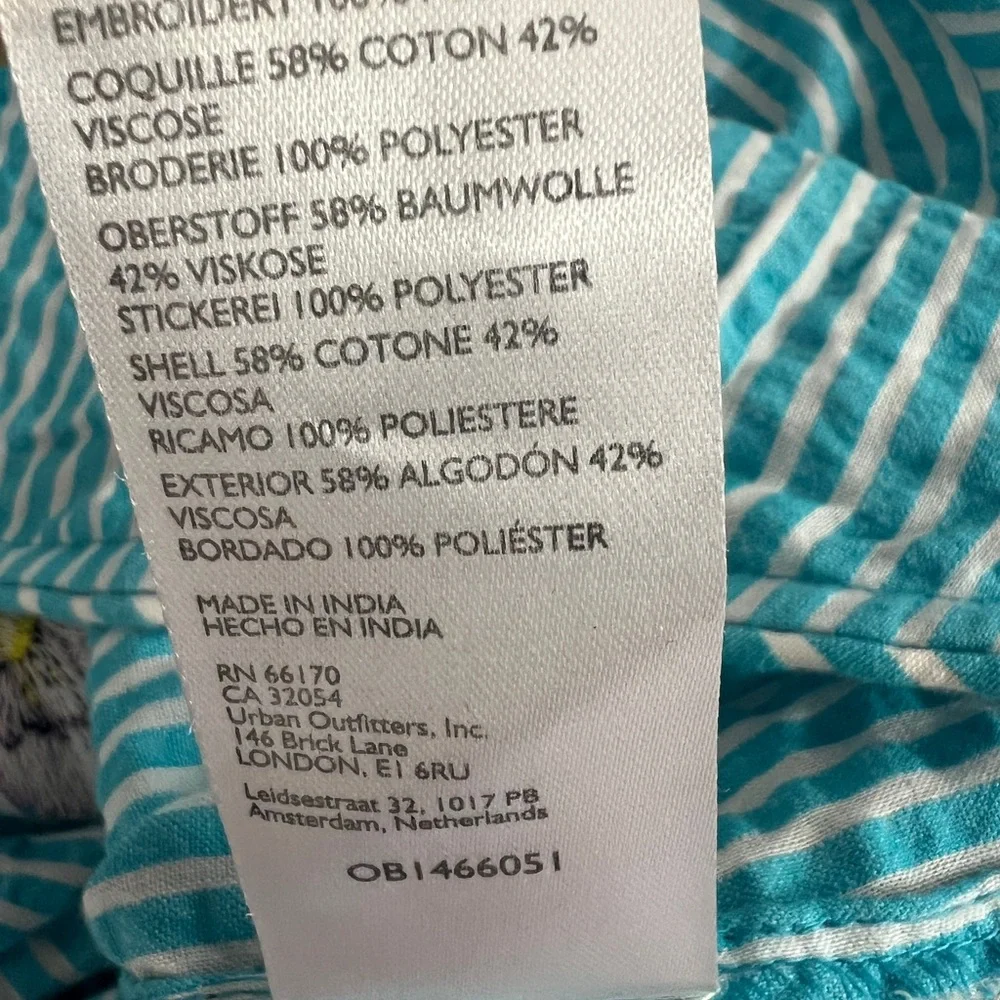 NWT Anthropologie Maeve Embroidered Button-Down Floral Patchwork Turquoise - Picture 8 of 8